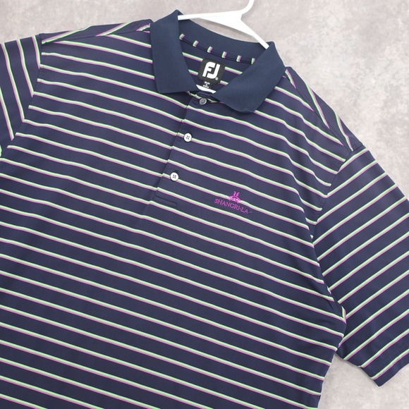 Fjallraven Other - FootJoy FJ Mens XL Performance Golf Polo Shirt Striped Navy Pink Green Outdoor